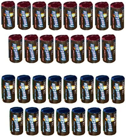 h2i Mini Vulkan | 30 St. | +/- 20 sek | Outdoor Leuchtfontäne mit Silber rot & blauem Funkenregen für Silvester, Halloween & Partys | Kinder & Jugendfeuerwerk | a | Ganzjahresfeuerwerk Kat 1