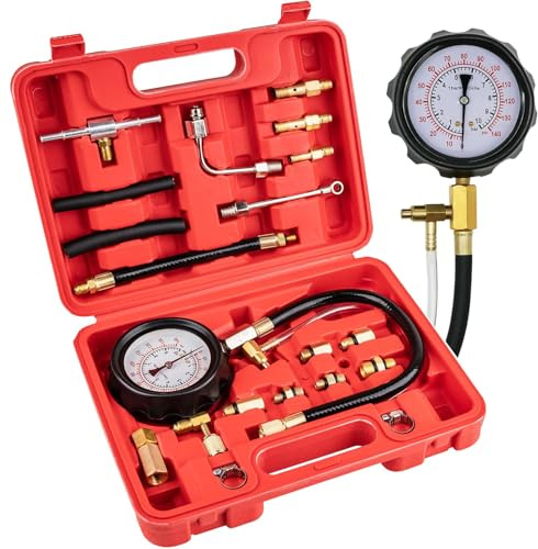 Kraftstoffeinspritzdruckprüfer mit Adapter und Manometer 0-140PSI Kraftstoffpumpendruckprüfer, Auto, LKW, Motorrad, Diagnosewerkzeuge