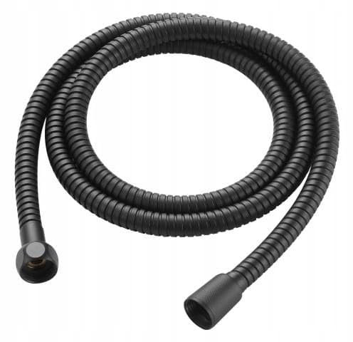 DomoDomo - Tubo doccia 120 cm, nero, tubo flessibile antiurto - alta qualità, durevole - per vasca da bagno e doccia, con doppia filettatura da 1/2