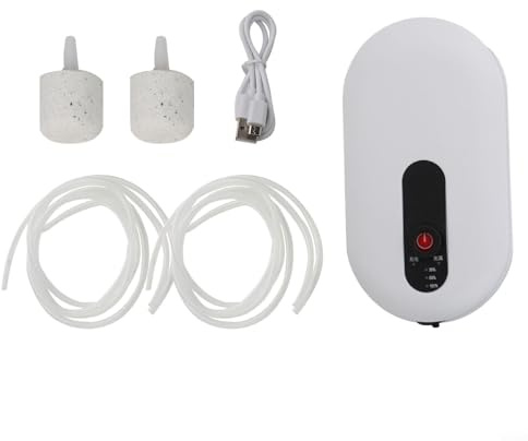 CWOQOCW Bomba aireadora de cebo vivo recargable portátil, oxigenador de pecera, con cable USB, piedra de aire de doble tubo, para equipo de pesca (tubo doble)