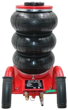 DUOCAI Air Powered Balloon Air Jack Automobile HR-3B 3 Tons Pneumatic Jack Triple-bag Air Jack Hand-end Type Lifting Equipment Garage Repair Shop Jack 15CM-40CM(Red)