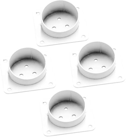 GALPADA 4pcs Furniture Leg Attachment Sleeves Mounting Plates for Tables and Sofas, White Iron Tube Connectors Ø50mm, Furniture Leg Mounting Hardware Kit for Table and Chair Feet