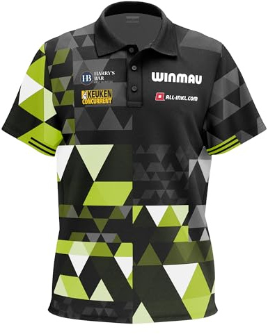 WINMAU - Michael Van Gerwen MvG Darthemd - Verfügbar in S, M, L, XL, 2XL & 3XL - Fan Edition & Stage Edition Professionelles Darts Polo - Dartshirt der Player Edition - Geeignet für Männer und Frauen