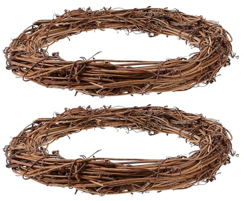 BESPORTBLE 2 Stück Kleine Weinrebenkränze aus Natürlichem Rattan 20cm Selbstgemacht Kranzrahmen für Weihnachtsdeko Tür und Wandgestaltung Bastelmaterial für Festliche Girlanden