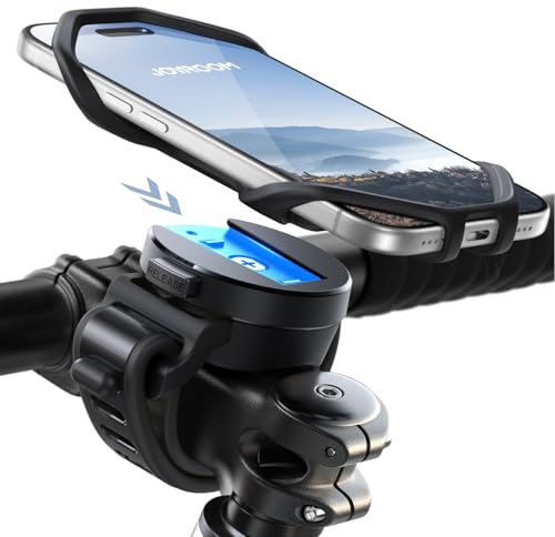 JOYROOM Handyhalterung Fahrrad 2026 Upgrade [Abnehmbar & Silicone Stoßdämpfung] Handyhalter Motorrad 360° Drehbare Lenker Halter für Rennrad, MTB, E Scooter für iPhone 17 16 15 Smartphone 4,7-7,0 Zoll