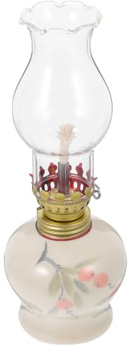 BESPORTBLE Retro Petroleumlampe aus Keramik mit Glasschirm Vintage Öllampe Sturmsicher Dimmbar für Innenbereich Camping und Notbeleuchtung Zufällige Farbe