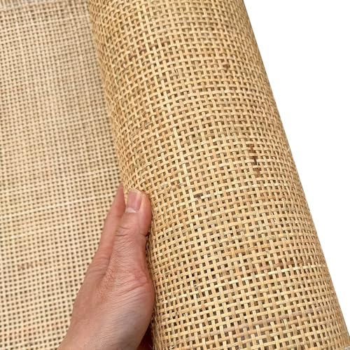 Correas de Caña Ratan Rollo Natural,Rejilla de Mimbre Rollo de Ratán por Metros,Trenza Vienesa Tejida a Mano Material Plano de Ratán,Hoja de Tejido de Mimbre para Muebles(35cmx1m)