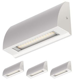 ledscom.de 4x LED Wandleuchte/Treppenlicht SEGIN für außen, IP54, flach, Downlight matt, eckig, 3,8 W, 265lm, warmweiß
