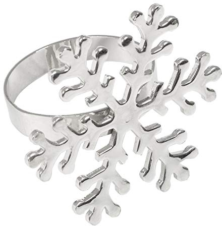 Pack of 4 Christmas Napkin Rings Silver Metal Table Lnen Holders Festive Dinner Settings Snowflake 4cm