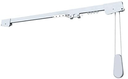 TENDAGGIMANIA Vorhangschiene Weiss - aus Alluminium - Linear Rekt, SeilzugBewegung, komplett Alle Zubehör - Personalisierbar - (Mit Seilzug, 180 cm)
