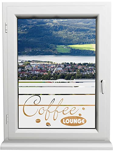 INDIGOS UG - Glasdekorfolie - Coffe Lounge - Sonnenschutz H50Line - Sichtschutzfolie - Fensterfolie - für die Küche, Bad ans Fenster, Sichtschutz - selbstklebend - matt - für Bad