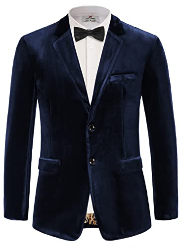 PaulJones Giacca da Uomo in Velluto a Due Bottoni Perfetta per Matrimoni e Natale XXL Blu Scuro 310-2