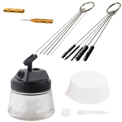 Andreas Dell Airbrush Reinigungs set Zubehör 3 in 1 Cleaning Pot/Bürsten/Drähte/Nadel säubern