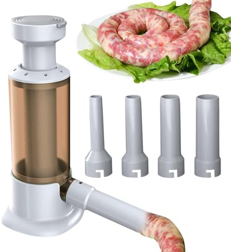 Manual Sausage Stuffer Machine, Homemade Sausage-Maker Tool, Sausage Stuffer with 4 Different Sizes Stuffing Tubes, Manual Sausage Maker Machine, Homemade Vertical Sausage Stuffer, Meat Stuffer