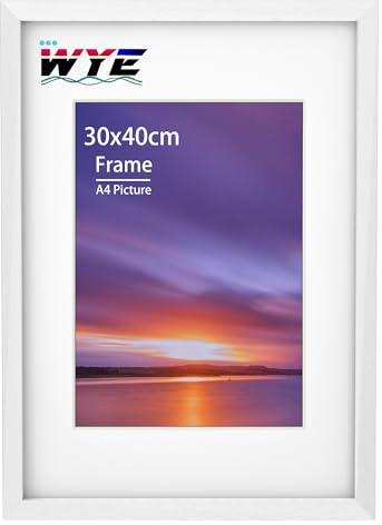 wyewye Bilderrahmen 30x40 cm Holz Acryl (ohne Glas) 30x40 cm Weiß Posterrahmen mit 20x28,7 cm Halterung für den Druck von Zertifikaten, Fotorahmen an der Wand Hängen