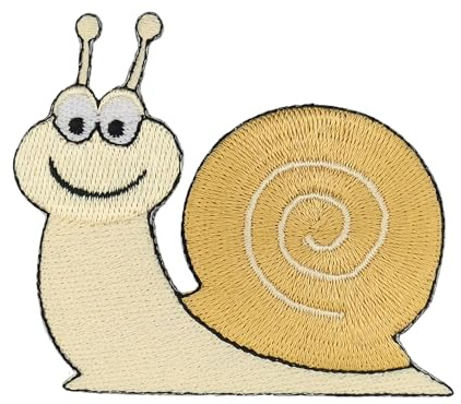 BP BRAUNERT PATCHES Schnecke Beige Aufnäher zum Aufbügeln oder Aufnähen Bügelbild Bügelpatch Aufbügler für Kleidung Gestickter Bügelflicken Applikation Patch Größe 7,0 x 6,2 cm