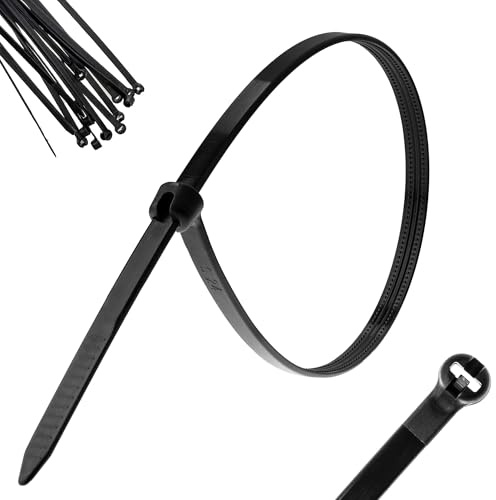 Boltza® Heavy Duty Stainless Steel Pawl Cable Ties 7.6mm x 400mm x100 Black | Industrial Metal Tooth Zip Ties for Automotive Marine Solar Workshop Electrical Use