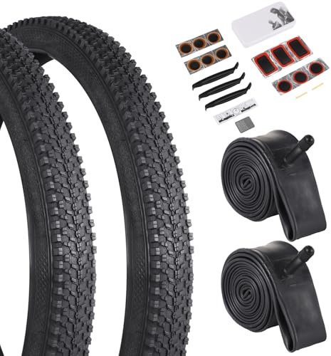 Fahrradreifen 26 Zoll 1.95 Faltbarer, 2 Stück 26 x 1.95 MTB Reifen 26 Zoll & 2 Stück 26 Fahrradschlauch 26x1.75-2.215 Mit Reifenreparaturset,Anti-Platten Profil,Allroad Mountainbike Reifen