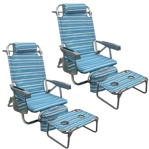 WKFAMOUT Strandstuhl Klappbar mit Klapptisch 5 Position Rucksack Klappstuhl für den Strand Hochlehner Campingstuhl mit Kühltasche Verstellbare Rückenlehne und Träger