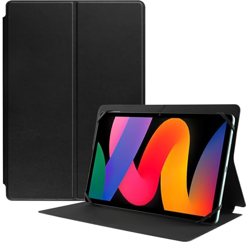 HGWALP Ultra Universal Funda de Tableta de 9 - 11 Pulgadas, Protectora Funda para tabletas de 9 9.7 10.1 10.5 11, con Múltiples ángulos de visión y diseño de Agujeros de cámara,Negro