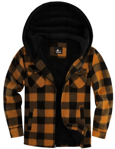 JACKETOWN Boys Fleece Jacket Kids Winter Warm Zipper Hoodie Plaid Sherpa Lined Sweatshirt Casual Hoodie for Boys Girls Age 6-15 Years