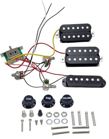 Ensemble de micros HSH pour guitare avec faisceau de câblage pré-câblé pour une installation facile et une tonalité supérieure - Micros HSH à bobine unique