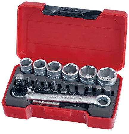 Teng Tools - 19pc Mini Socket & Bit Set - 1/4 Drive (8mm-13mm Sockets)