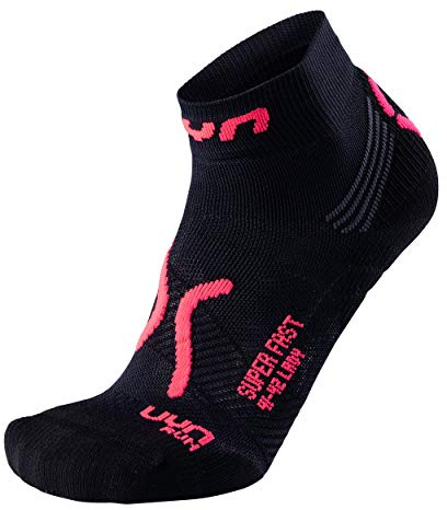 UYN S100066 RUN SUPER FAST Socks Women's Noir/Corail Fluo 38