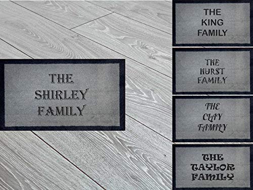 40cm x 70cm Personalised Machine Washable, Dirt Trapper Door Mat (Light Grey Prime)