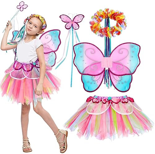 Spooktacular Creations rosa regnbåge älva prinsesskostym för flickor utklädnad med tutu-klänning och tillbehör (småbarn (3-4 år)