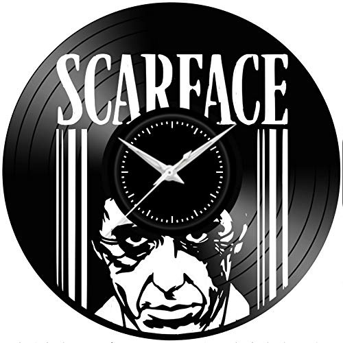 Fusorario Orologio disco in Vinile da Parete LP 33 Giri Silenzioso Idea Regalo A Tema i grandi film Scarface 2020