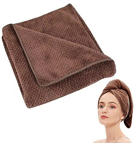 Laojbaba Microfiber Hair Towel Quick Dry Hair Towel Hair Drying Towels Suitable for All Kinds of Hair Ultra Absorbent Long and Thick Hair 19X39inch Dark Brown (1pcs)