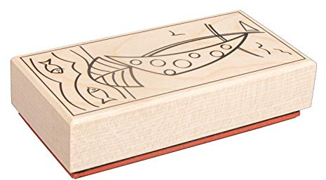 Rayher Stempel Holz Mit Jesus in einem Boot“, 5 x 10 cm, Holzstempel Kommunion/Konfirmation, zum Gestalten von Karten, Umschlägen, Geschenken, Butterer Stempel, 29218000, Weiß