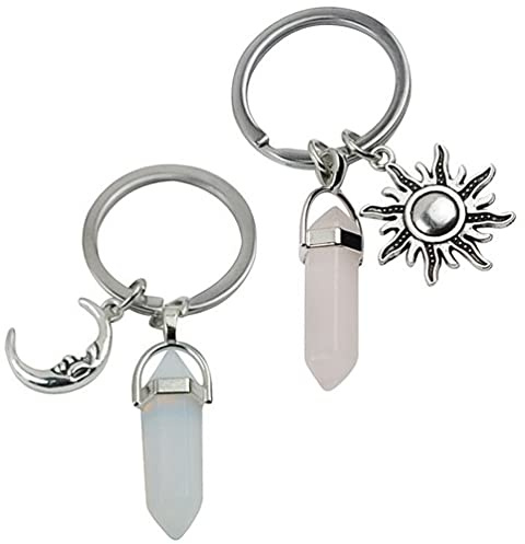 VALICLUD Schlüsselanhänger Mond Sonne Aus Metall 3X3X0.4 Zoll Boho Stil Taschenanhänger Für Schlüssel Und Rucksack Ästhetischer Mini Schlüsselring Für Damen