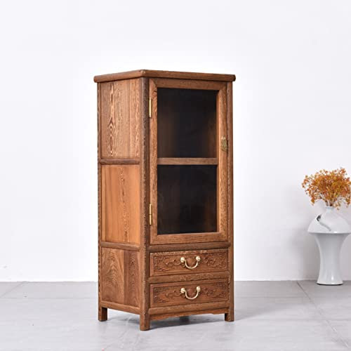 MOOWI Weinschrank Weinschrank aus Holz, Sideboard-Schrank for den Eingangsbereich, antike Vintage-Aufbewahrungskommode im chinesischen Stil mit Glastür Barschrank (Size : M)
