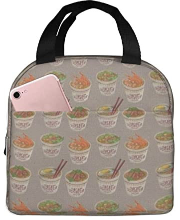 BEEOFICEPENG Huevera Fideos Ramen Impreso,Bolsa de almuerzo,Bolsa de almuerzo aislada para adultos,Niños,Bolsa de almuerzo para picnics trabajo escuela