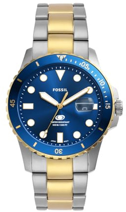 Fossil Reloj Analógico para para Hombre de Cuarzo con Correa en Acero Inoxidable FS6034