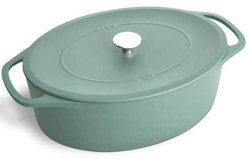 SPRINGLANE Cocotte - Cacerola ovalada con tapa, 33 cm, 6,5 L, hierro fundido, para inducción