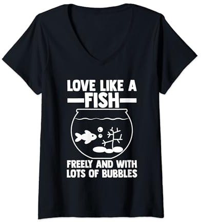 Womens Fish Aquaristic Aquarium V-Neck T-Shirt