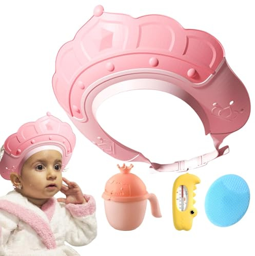 Bonnet de douche pour - Avec affichage de la température de l'eau et gobelet à shampoing - Pour le lavage des cheveux, la douche, le bain