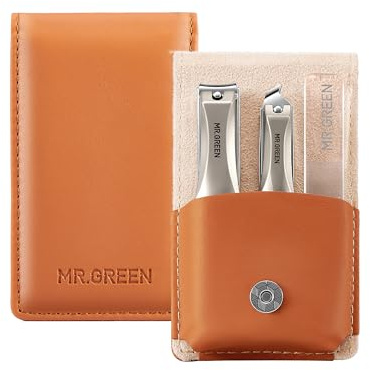 MR.GREEN 3pcs Nail Clippers Set, German Stainless Nail Clippers with Nail File, Anti Splash Excellent Quality Nail Cutters, Professional Finger&Toenail Clippers with Exquisite Case for Men& Women