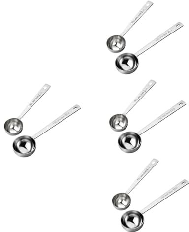 Amosfun 8 Pz Set Di Cucchiaini Da Caffè Misurino Da 5 Grammi Paletta Da Forno Gadget Da Cucina Misurino Da 1/2 Tazza Con Scala Da Caffè Totale Silver Acciaio Inossidabile