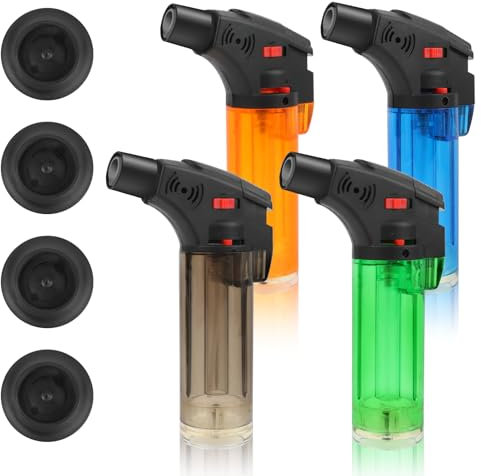 AWAMRWA 4 mecheros Jetflame – Mechero de llama chorro de tormenta, recargable, encendedor de gas para vela, chimenea (gas no incluido)