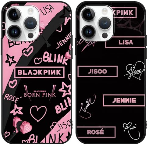 nurkorki 2 Stück Handyhülle für Apple iPhone X/XS Hülle 5.8 Zoll, Blackpick Kpop Star Rose Jenny Lisa Jisoo Ästhetik mit Motiv Designs Case Schwarz Schutzhülle Stoßfest TPU Weich Ultra Dünn Cover