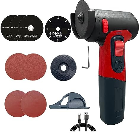 Amoladora angular inalámbrica, Mini lijadora, batería de litio recargable por USB, máquina pulidora, corte de molienda, herramientas eléctricas DIY(Rot)