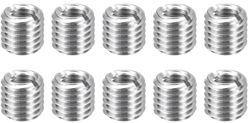 QUARKZMAN 10pcs Inserts De Réparation Filetés M12 x 1.75 Mâle Vers M8 x 1.25 Femelle 10mm De Long Acier Inoxydable Écrous De Réduction Métrique Douilles Auto-Taraudeuses Réducteurs Filetés