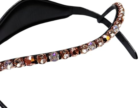 Generisch Stirnriemen -Rosegold Glamour- (Leder schwarz, WB-XL/X-Full)