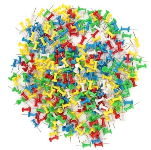 700 stycken häftstift färgglada, nålar, flerfärgade nålar, risnaglar, dekorativa häftnaglar, anslagstavlor för hem, kontor, skola, kort, anslagstavlor, affischer, väggar