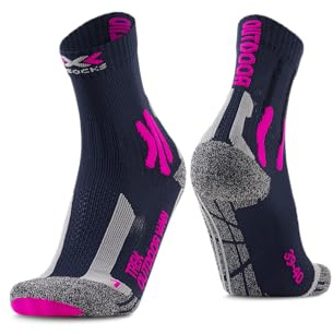 X-Socks Womens Trek Outdoor - calze da trekking per comfort e protezione ottimali, tecnologia di circolazione dell'aria migliorata, design specifico per le donne - Blu/Rosa/Grigio, 39-40