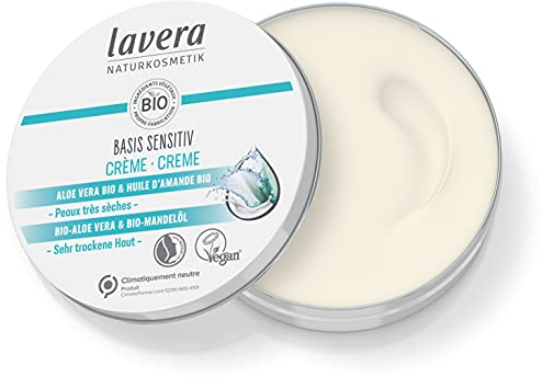 lavera Basis Sensitiv Creme – Naturkosmetik – vegan – Bio-Aloe Vera & Bio-Mandelöl – zertifiziert – 150 ml